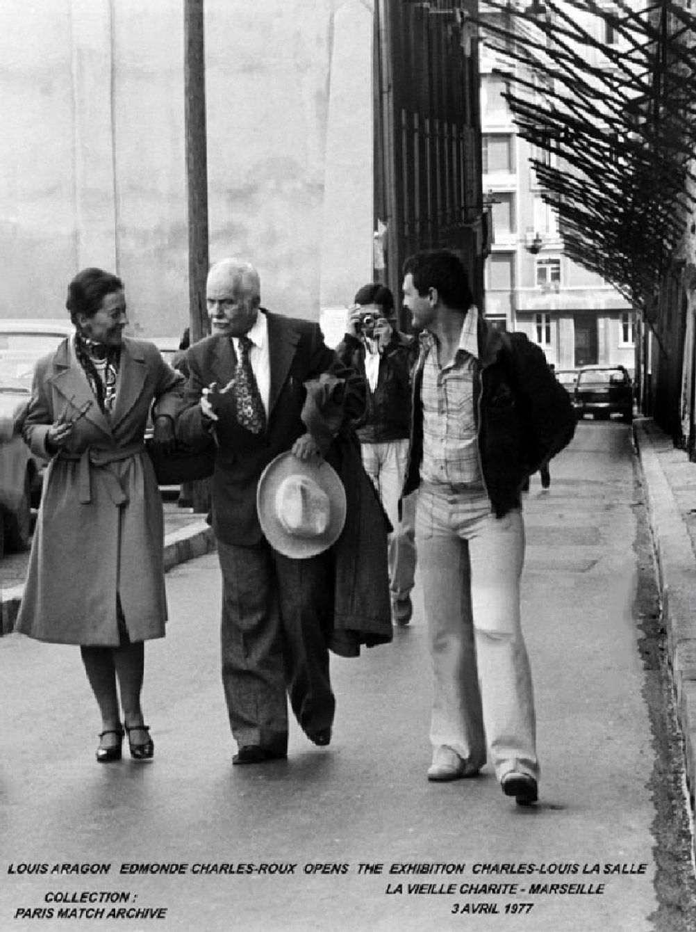 Avec Edmonde Charles-Roux et Louis Aragon (Marseille 1977)